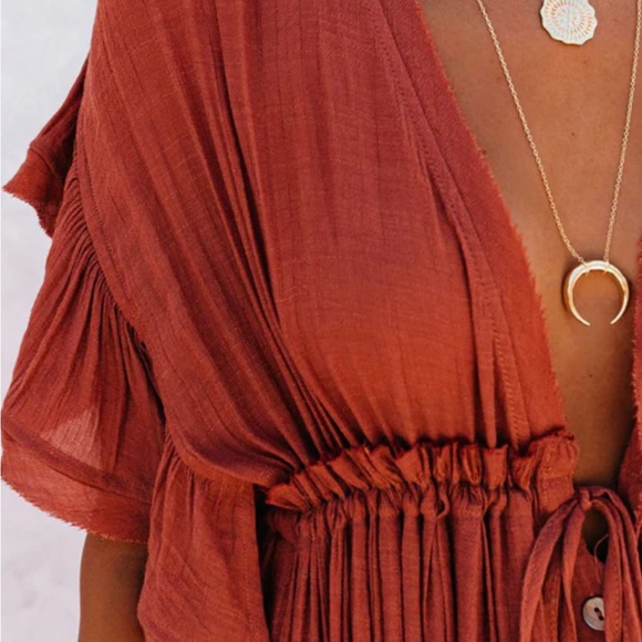 Sands Ruffled Beach Wear Maxi Coverup Dress Size Large - Picture 12 of 16